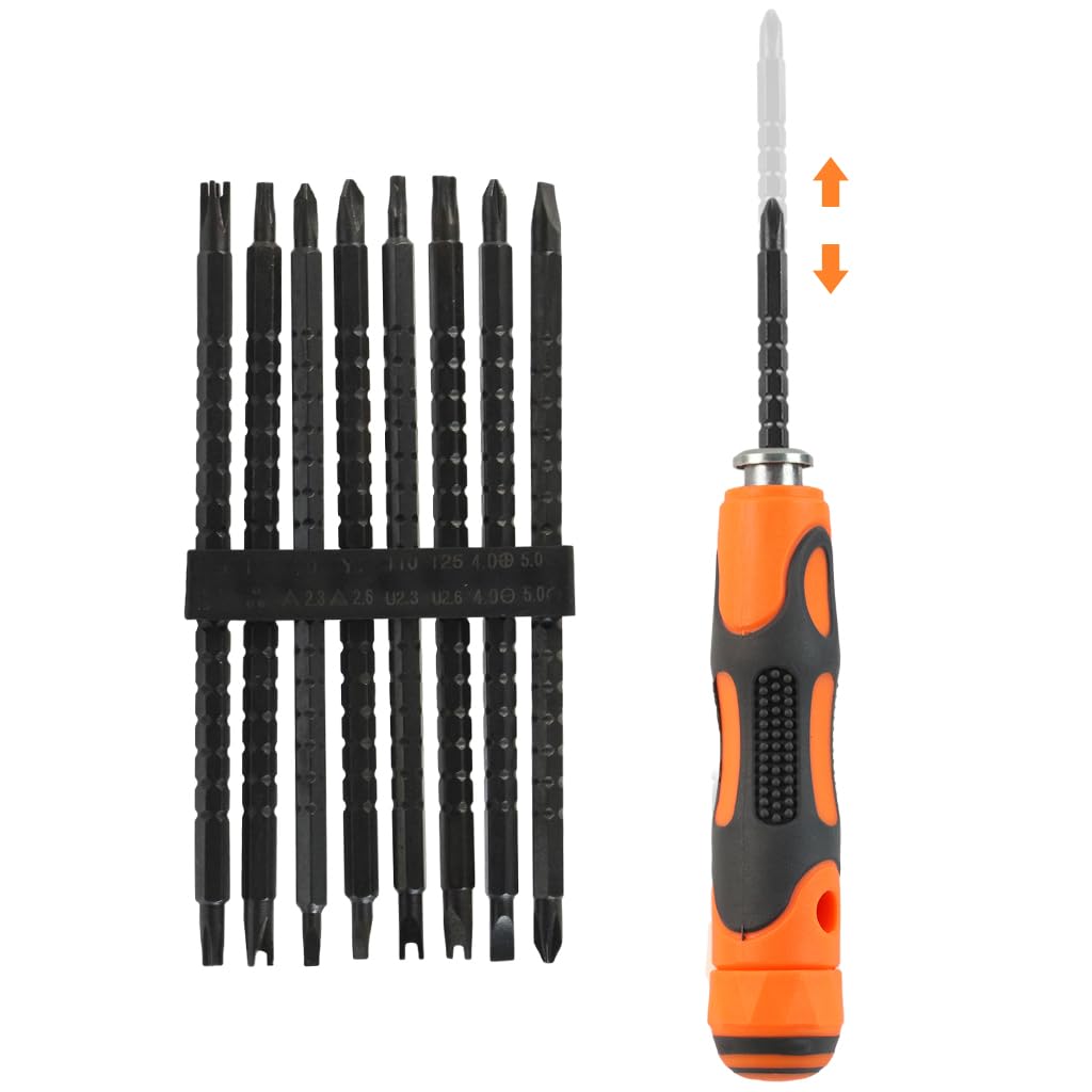 Serplex Specialized Screwdriver Set 16 Chrome Vanadium Steel Screwdriver Bits Long Shank Screwdriver Bits Rubberized Handle Screwdriver Repairing Tool for Electric Appliance, PC, Tablet Serplex Specialized Screwdriver Set 16 Chrome Vanadium Steel Screwdriver Bits Long Shank Screwdriver Bits Rubberized Handle Screwdriver Repairing Tool for Electric Appliance, PC, Tablet